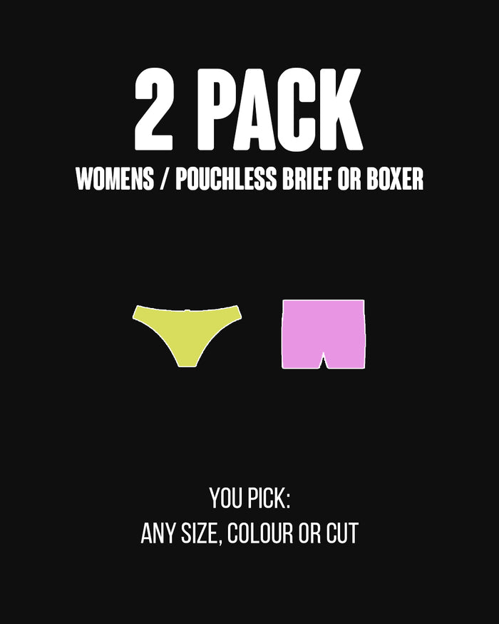 3 Piece Bundle - Womens (Pouchless Underwear x 2, Bra x 1)