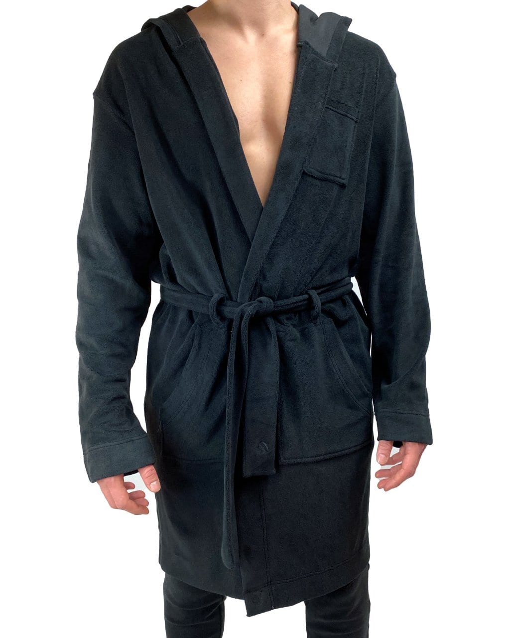 Dirt Squirrel Onyx Black Soft Lounge Robe Front