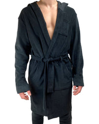Dirt Squirrel Onyx Black Soft Lounge Robe Front