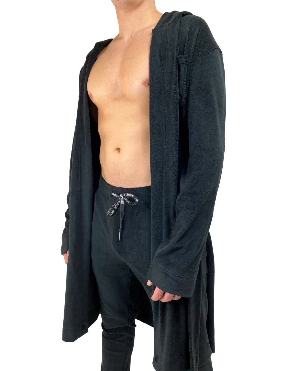 Dirt Squirrel Onyx Black Soft Lounge Robe Open