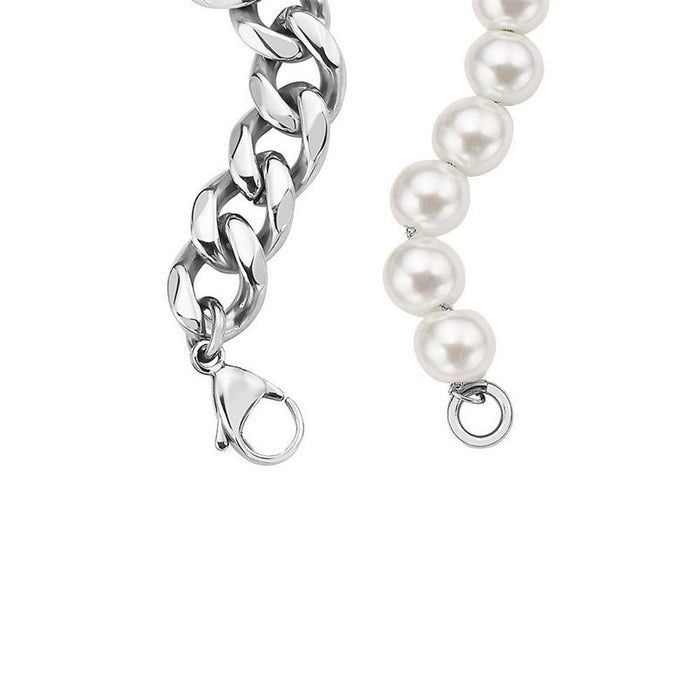 Dirt Squirrel Half Pearl Half Silver Chain Necklace
